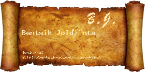Bentsik Jolánta névjegykártya